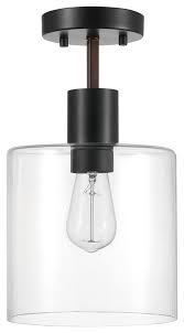 Sedona 1 Light Matte Black Flush Mount Ceiling Light With Faux Wood Accent Transitional Flush Mount In 2020 Flush Mount Ceiling Lights Wood Accents Ceiling Lights
