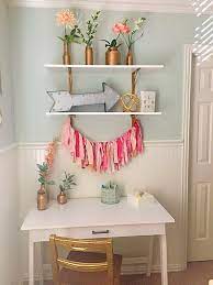Girls Bedroom Desk Coral Blush Mint Metallic Gold Home Decor Designs Tween Bedroom Decor Room Decor Room Makeover