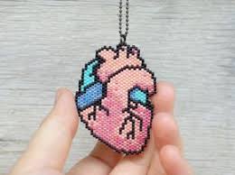 Sale 30 Candy Color Anatomical Heart Pixel Art Cardiac Etsy Perler Beads Designs Diy Perler Beads Fuse Beads
