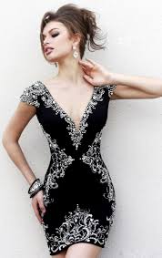 Sherri Hill 2015 Cocktail Dresses Cap Sleeve Homecoming Dresses Crystal Party Dr Plunging Neckline Cocktail Dress Fitted Homecoming Dresses Homecoming Dresses