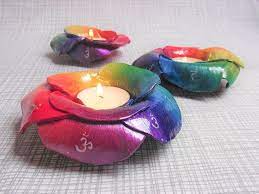 The colorful outdoor fall decorating ideas. Chakras Candle Holder Rainbow Flower Tealight Holder Etsy Candle Holders Handmade Candle Holders Candles