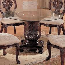 Tabitha 48 Inch Round Glass Table Glass Round Dining Table Round Dining Room Sets Traditional Dining Tables