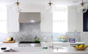 / case) with 138 reviews and the jeffrey court jet stream white 10.125 in. Gray Marble Herringbone Backsplash Contemporary Kitchen