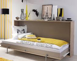 Lit Escamotable Transversale 90x200 Cm Naturel Et Blanc Mat Loka Lit Escamotable Table A Langer Baignoire Et Idees De Meubles