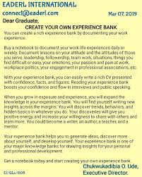 Dear Graduate With A Notebook You Can Create An Experience Bank For Yourself Read This Uploaded Letter Work Family Senior Secondary School Essay Writing