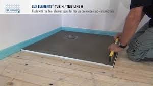 Enjoy new freedom with a level access shower. Lux Elements Installation Flush With The Floor Shower Bases Tub H On Wooden Floors Youtube