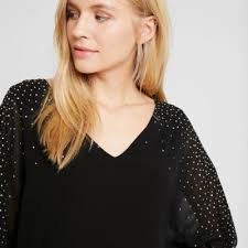 Wallis Bluzka damska z rękawem 3/4 czarna 44