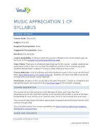 Based in tucson, elizabeth produces and records daily in her studio, and teaches students through her online courses: Virtualsc Music Appreciation 1 Syllabus Songs Classical Music