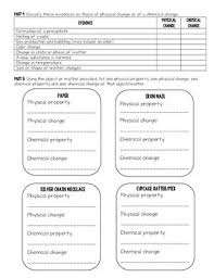 Compare a physical change to a chemical change, hypothesize how changing one of the materials in a chemical make observations and measurements to identify materials based on their properties. Physical And Chemical Properties Change Synthesis Worksheet With Answer Key