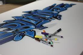 Autographing The Graffiti Style Blinds Com Logo At The Open House For Our New Office Add Your Name To The Canvas Check O Graffiti Styles Open House Wall Art