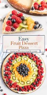Easy Fruit Dessert Pizza Recipe Dessert Pizza Fruit Summer Dessert Pizza Pizza Stone Recipes