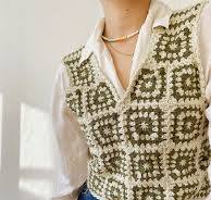 Handknitted Crochet Vest With Retro Granny Square,handmade ...