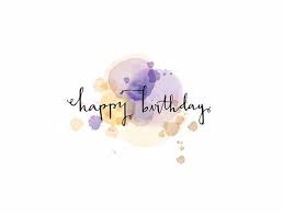 1228 × 885 px file format: Purple Watercolor Script Happy Birthday Note Card Cafe