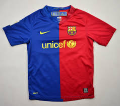 What kind of kit does fc barcelona wear? 2008 09 Fc Barcelona Shirt M Boys 140 152 Cm Football Soccer European Clubs Spanish Clubs Fc Barcelona Classic Shirts Com