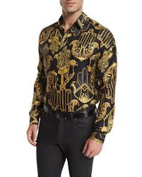 Black And Gold Dress Shirt Versace At Neiman Marcus Shirts Long Sleeve Shirts Versace