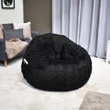 Arlmont Co Large Faux Fur Bean Bag Cover Bean Bag Chair Small Bean Bag Chairs Black Bean Bags