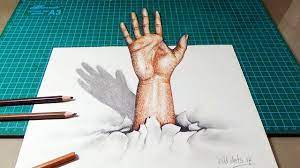 This is simple optical illusion which you can draw by yourself. How To Draw A 3d Hand 3d Art Optical Illusion Easy And Simple Steps Youtube