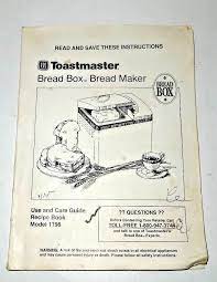 Best toastmaster bread machine recipes from effective tips to make a delicious yet simple bread maker. Toastmaster Breadbox Breadmaker Instruction For Model 1196 Toastmaster Recipe Book Toastmaster Bread Machine Bread Boxes