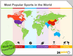 Most Popular Sports In The World On A Powerpoint World Map 24point0 Editable Powerpoint Slides Templates Most Popular Sports Map World Football