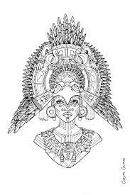Very complex coloring page created from maya panels (second half. Mayan Queen Mayan Art Mayan Drawings Mayan Art Drawing