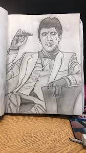 Black And White Scarface Sketch Scarface Scarface Drawings Cool Art Drawings