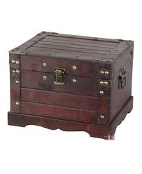 Vintiquewise Old Style Wooden Chest In Antique Cherry Large Brown Wooden Chest Wooden Storage Wooden Trunks