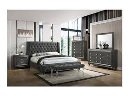 Giovani 6 Piece Bedroom Suite In Grey Finish By Crown Mark Cm B7900 Upholstered Bedroom Set Modern Bedroom Set Bedroom Furniture For Sale