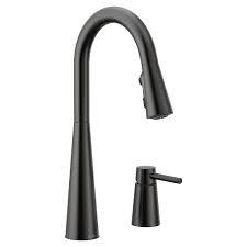 Browse our wide selection of kitchen options at lowe's canada. Moen Sleek Single Handle High Arc Pulldown Kitchen Faucet In Matte Black The Home Depot Canada