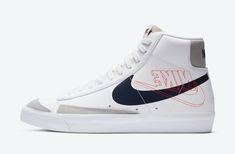 Nike Blazer Mid Reverse Logo White Da4651 100 Release Date Sbd Nike Blazer Nike Heels White Leather