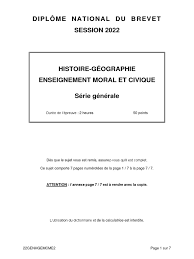 Brevet 2022 Série Générale Histoire-Géo EMC | PDF | Union européenne |  Droits de l'homme