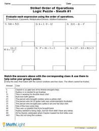 Order Of Operations Logic Puzzle Group Activity Order Of Operations Logic Puzzles Logic