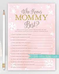 Who Knows Mommy Best Baby Shower Game Winter Girl Baby Its Etsy Outside Baby Showers Baby Girl Shower Themes Baby Shower Winter