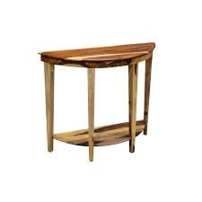 This table is shaped like a semicircle or has a leaf that drops down to form a full circle when raised. Sheesham Wood Half Round Accent Table Hc 4864 1967628