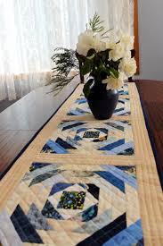 Blue And Cream Patchwork Quilted Table Runner Pineapple Blocks Table Topper Handmade M Modern Table Runners Patchwork Table Runner Table Runner And Placemats