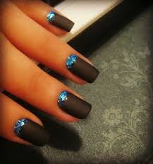 Matte Black And Blue Nail Designs Matte Black And Blue Sparkle Nail Designs Unique Nail Designs Glitter Unique Nails