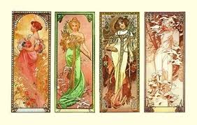 The Four Seasons Alphonse Mucha Lovely Art Nouveau 4 Panel Poster A3 Re Print Ebay