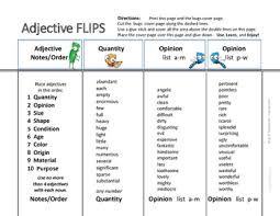 This adjective may be accompanied by modifiers, determiners, or qualifiers. Lists Adjectives Reference Flips Quality Opinion Size Shape Unit Gr 4 5