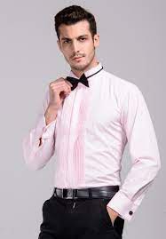 Hot Selling High Quality 100 Cotton Pink Tuxedo Collar With French Placket And French Cuff Tuxedo Wedding Shirt For Men