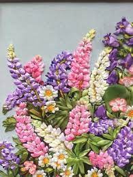 Luxury Paintings For Home Bright Pictures With Flowers 3d Embroidery Ribbon Wall Decor Pict Embroidery Flowers Ribbon Embroidery Kit Ribbon Embroidery Tutorial
