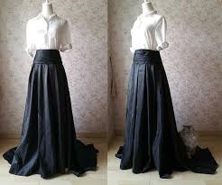 Women High Waisted Black Maxi Skirt Pleated Maxi Skirt With Train Evening Skirt High Waisted Black Maxi Skirt Maxi Skirt Evening Skirts