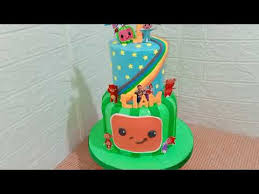 Melon birthday shirt, coco personalized 2nd birthday. Cocomelon Cake Dsesign Boiled Icing Fondant Look Chochon Cake Youtube