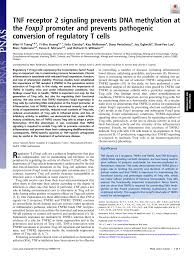 Maybe you would like to learn more about one of these? Pdf Tnf Receptor 2 Signaling Prevents Dna Methylation At The Foxp3 Promoter And Prevents Pathogenic Conversion Of Regulatory T Cells
