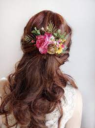 Floral Hair Comb Bridal Flower Hairpiece Bridal Headpiece Weddinghairflowers Floral Hair Combs Pink Flower Hair Rustic Wedding Hairstyles
