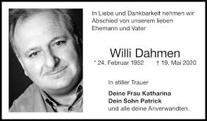 Traueranzeigen von Willi Dahmen