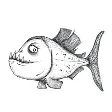 Piranha fish vector image | free vector image in ai and eps format, creative commons license. Piranha Cartoon Sketch Piranha Drawing Sea Life Art