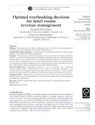 Hotel/motel costs —funds may be used to pay for the following hotel/motel costs for individuals and families 1) experiencing homelessness , 2) receiving rapid rehousing (rrh) assistance under the coc or esg programs, 3) receiving homelessness prevention (hp) assistance under the esg program, or 4) residing in permanent supportive housing. Pdf Optimal Overbooking Decision For Hotel Rooms Revenue Management