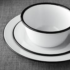 Black And White Striped Dinner Plates Free Shipping Shop Black Rim Enamelware Dinner Plate Going Back To Basics With Functional Chic Style Traditional Enamelware Black Dinnerware Enamel Dishes