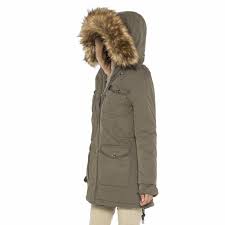 Parka longue pour femme imperméable et respirante. Manteau Parka Femme Schott Kaki Army Doublure Amovible