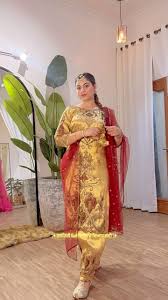 Not your regular salwar suit but dripping gold on quintessential punjabi  silhouette and a handmade parandi ✨