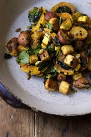 Miso Curry Delicata Squash With Tofu And Potatoes Vegetarian Thanksgiving Vegetarian Thanksgiving Recipes Vegetarian Dishes